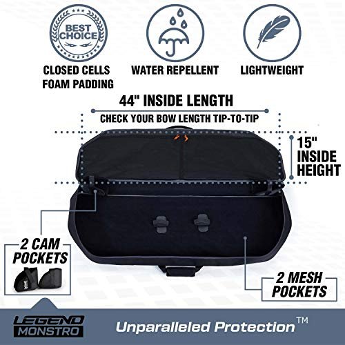 Legend Monstro Compound Bow Case: Padded 44" Travel Archery Storage Bag with Arrow Tube - Image 4