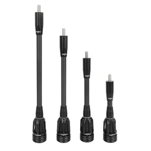 HNZMDY Archery Bow Stabilizer for Compound Bow, 6", 8",10",12" Carbon Fiber Blance Bar, Damping System and Shock Absorber Weights Kit for Hunting and Target Shooting (Black, 6 inch)