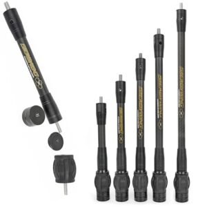 Archery Bow Stabilizer Balance Rod 6" 8" 10" 12" 15" 3K Carbon Fibre for Compound Bow Single-Sided V-Mount‌ Rubber Shock Absorption Damping System (Black, 15inch)