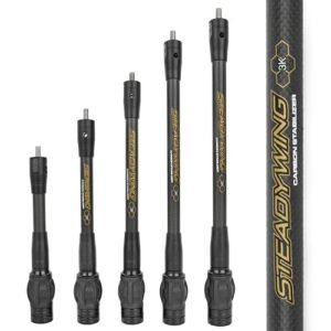 HNZMDY Archery Bow Stabilizer for Compound Bow, 6", 8",10",12",15" Carbon Fiber Blance Bar, Damping System and Shock Absorber Weights Kit (8 inch, Black)