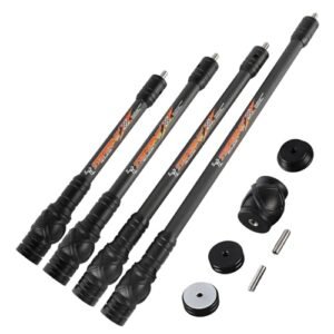 ZSHJGJR Archery Bow Stabilizer Bar 8",10",12", 15" for Compound Bow, 3K Carbon Fiber Body Flexible Core, Damping System and Weights Kit for Vibration Reduction (12 Inch)