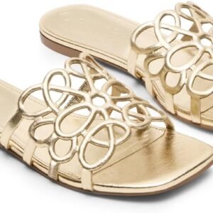 Coutgo Womens Flat Sandals Comfortable Square Open Toe Slides Slip On Summer Dressy Beach Shoes