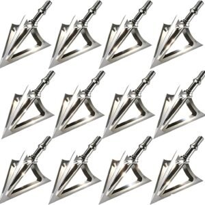 6pcs pcs Hunting Archery Broadhead 100/125 Grain,420 Stainless Steel Fixed Blade Broadhead Arrow Tips Archery Arrowhead for Crossbow and Compound Bow