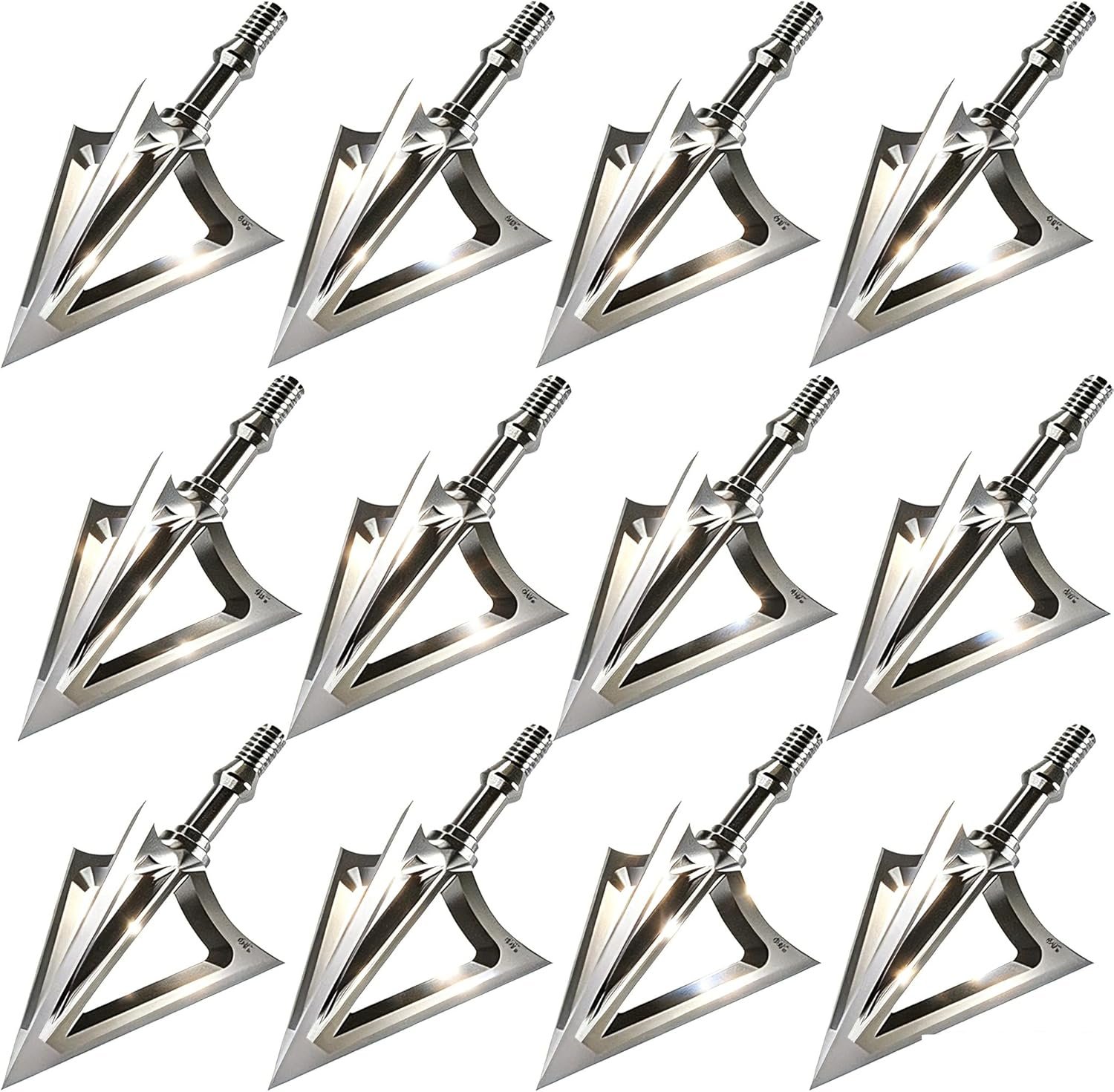 6pcs pcs Hunting Archery Broadhead 100/125 Grain,420 Stainless Steel Fixed Blade Broadhead Arrow Tips Archery Arrowhead for Crossbow and Compound Bow
