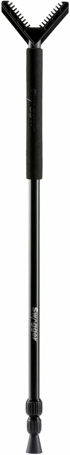 Shooting Stick - Lightweight Compact Portable Stable Versatile 24" to 61" Adjustable Hunting Monopod Gun Rest - Great for Sitting, Kneeling, Standing in Ground Blinds - Black