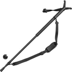HUNTPAL Shooting Stick Hunting Monopod Gun Rifle Rest Walking Stick | 360° Swivel Yoke, 33"-75" Adjustable Height, Trekking Hiking Pole Walking Stick, Integrated Spike Feet, Carry Shoulder Strap